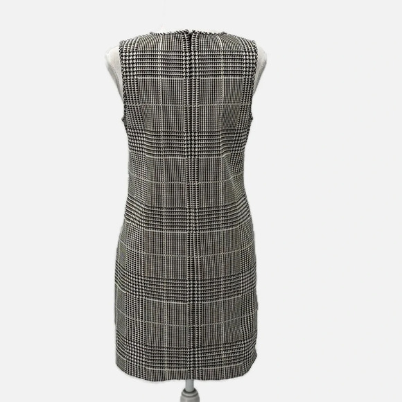 Theory Adraya Plaid Houndstooth Sleeveless Shift Dress in Black & White - Size 2 - Picture 4 of 9